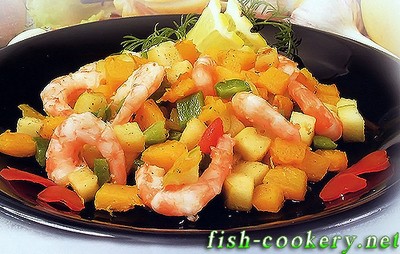 Мидии в остром сырном соусе с лососем и рисом