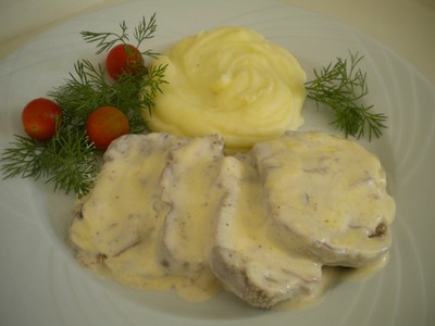 Печенка под зеленым соусом